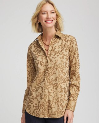 No Iron™ Jacquard Scrolls  Shirt | Chico's