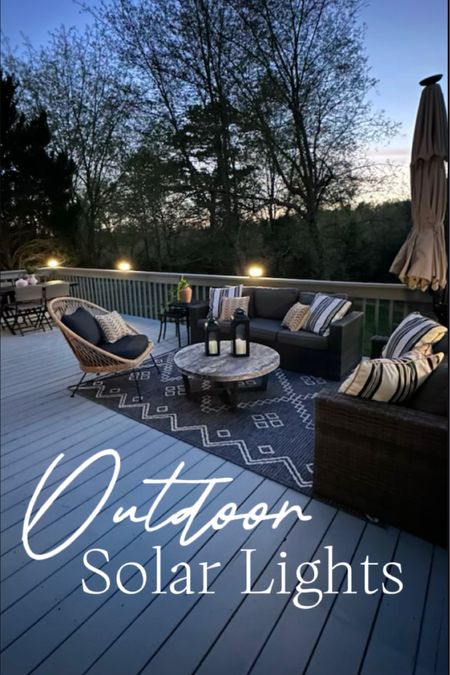 Add some aesthetic appeal to your outdoor living space with solar lights. 
#outdoorliving #backporch #solarlights #outdoorfurniture

#LTKhome #LTKstyletip #LTKSeasonal