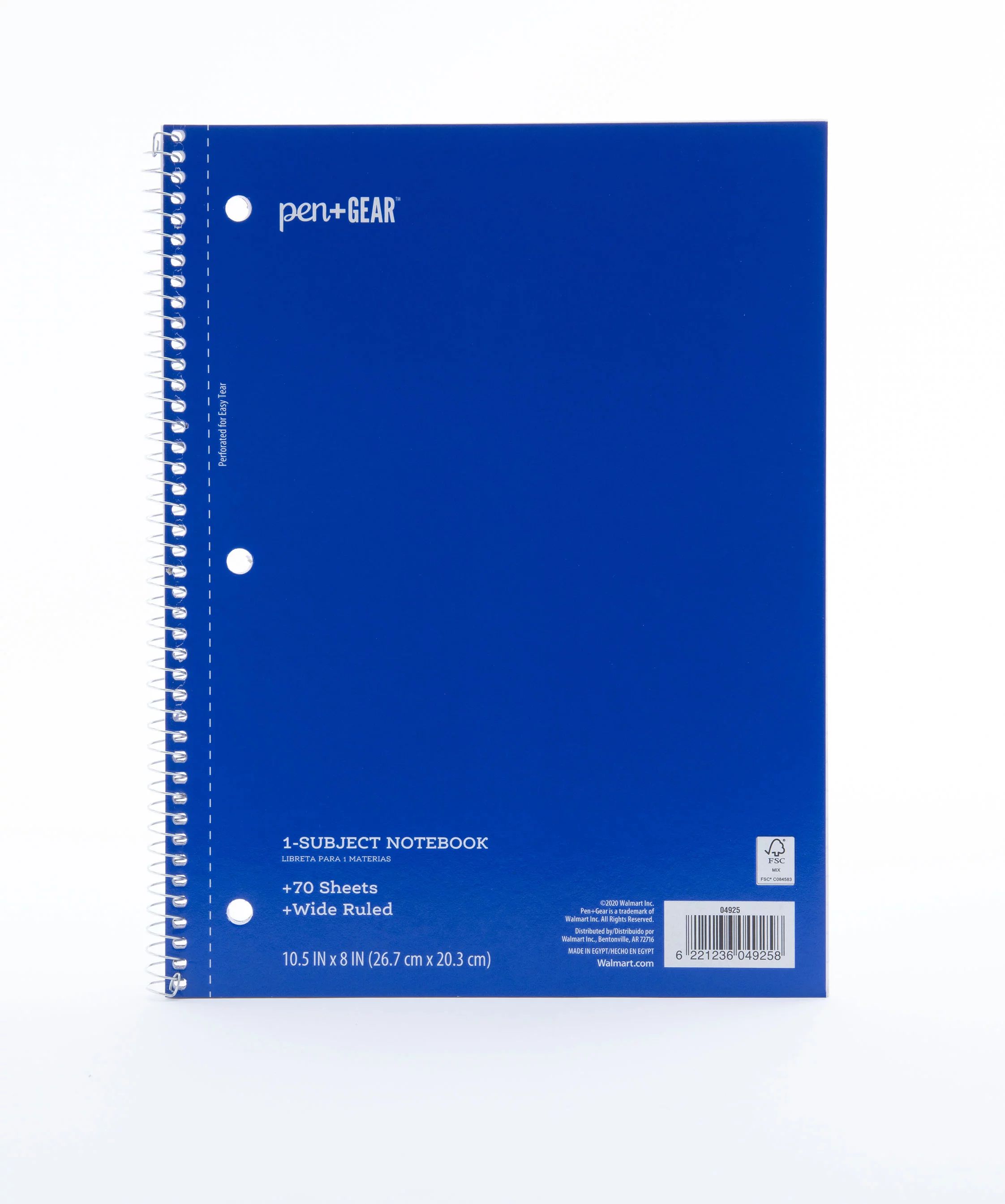 Pen + Gear 1-Subject Notebook, Wide Ruled, Blue, 70 Sheets - Walmart.com | Walmart (US)