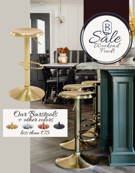Even better you can get our gold barstools on Amazon! Less than $75 & the  other colors are less than $70! 

Adjustable Bar Stool, Swivel Round Metal Airlift Barstool, Backless Counter Height Bar Chair for Kitchen Dining Room Pub Cafe 

#LTKsalealert #LTKhome #LTKHoliday