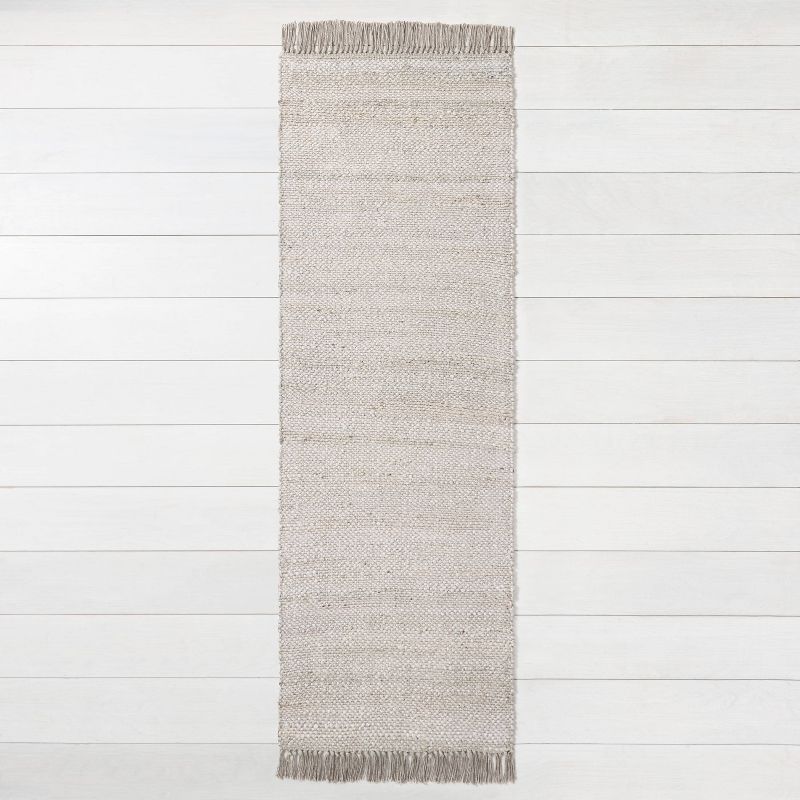 2&#39;4&#34; x 7&#39; Bleached Jute Fringe Runner Gray - Hearth &#38; Hand&#8482; with Magnolia | Target