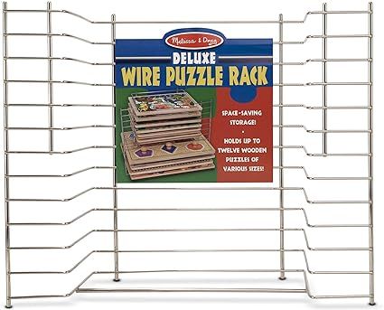 Melissa & Doug Deluxe Metal Wire Puzzle Storage Rack for 12 Small and Large Puzzles | Amazon (US)