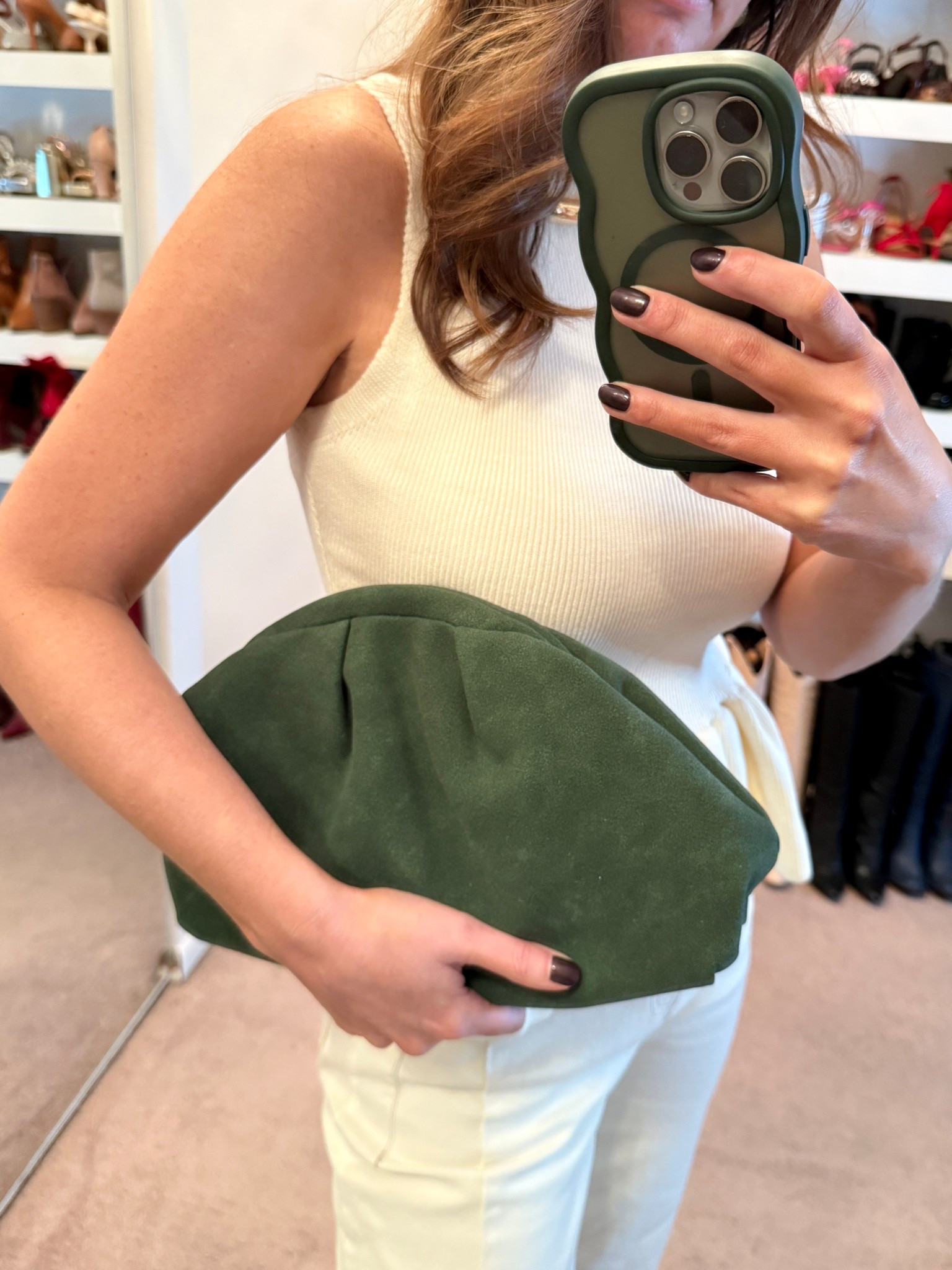 FORREST GREEN FAUX SUEDE CLUTCH BAG 60% off

Casual spring outfit, cream sleeveless peplum sweater (wearing a size medium), off white barrel leg jeans (wearing a size 2), brown mesh ballet flats, gold jewelry, casual outfit, spring outfit, easy outfit, elevated basics, style on a budget 

#LTKOver40 #LTKSaleAlert #LTKootd