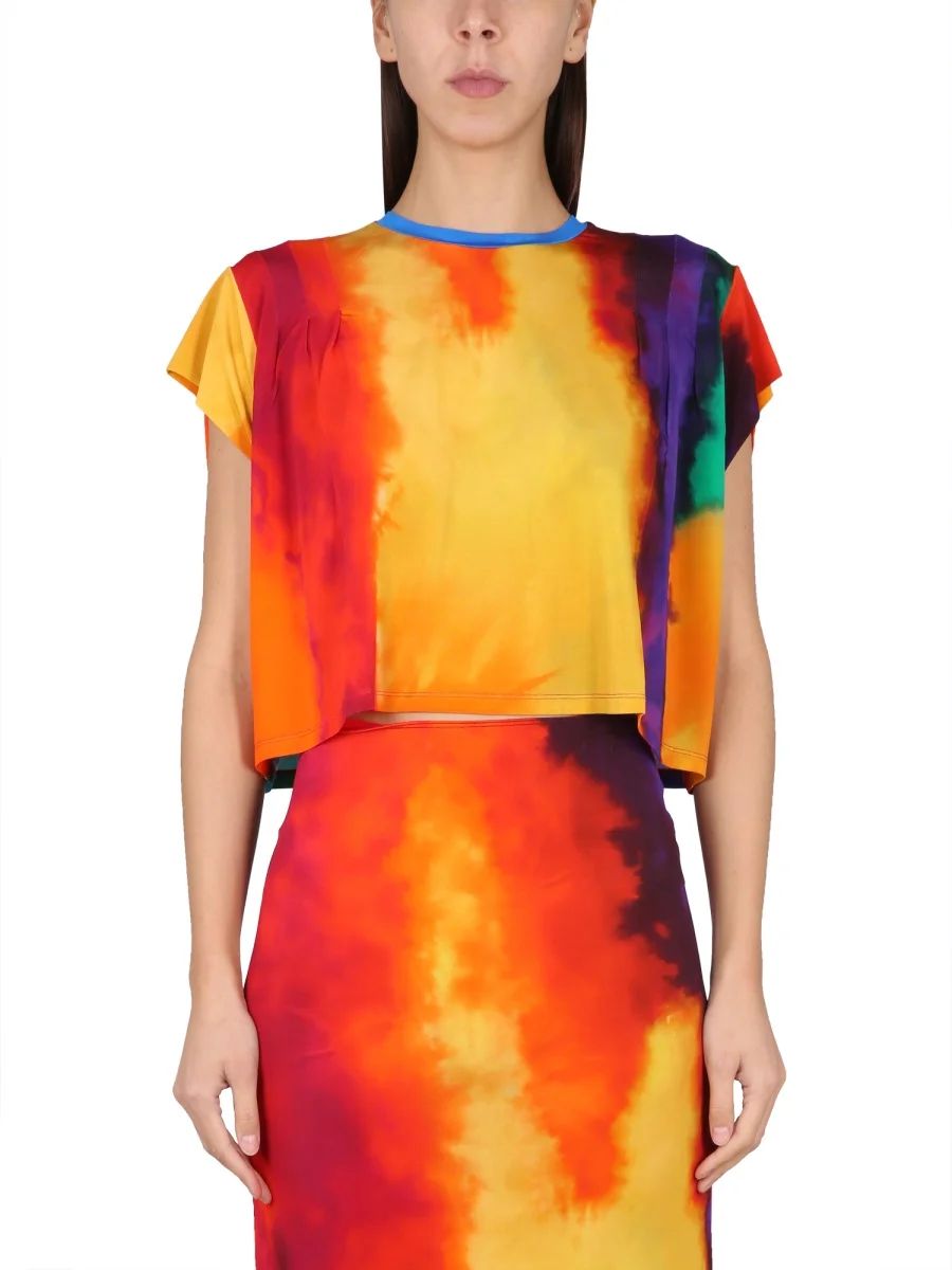 Paco Rabanne Tie-Dyed Crewneck Cropped T-Shirt | Cettire Global