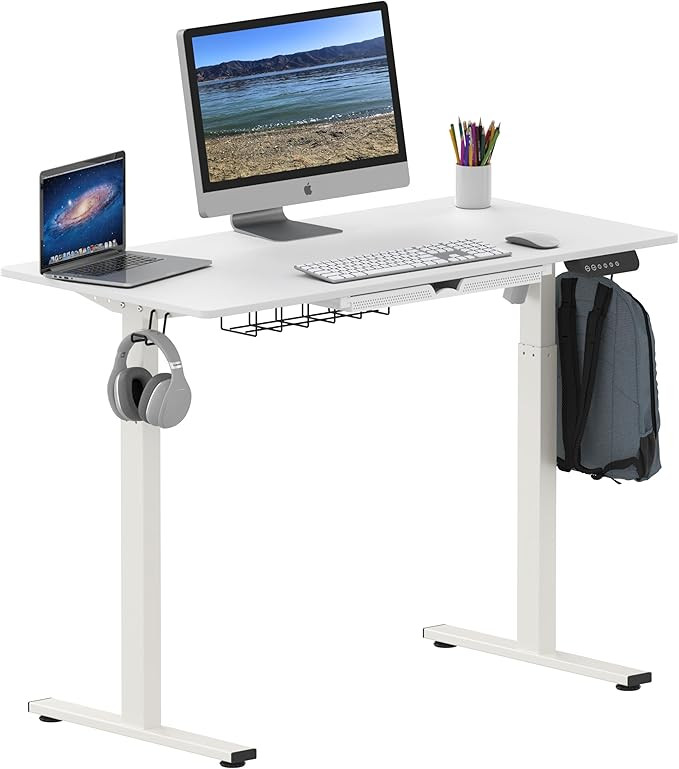 SHW Memory Preset Electric Height Adjustable Standing Desk, 48 x 24 Inches, White | Amazon (US)