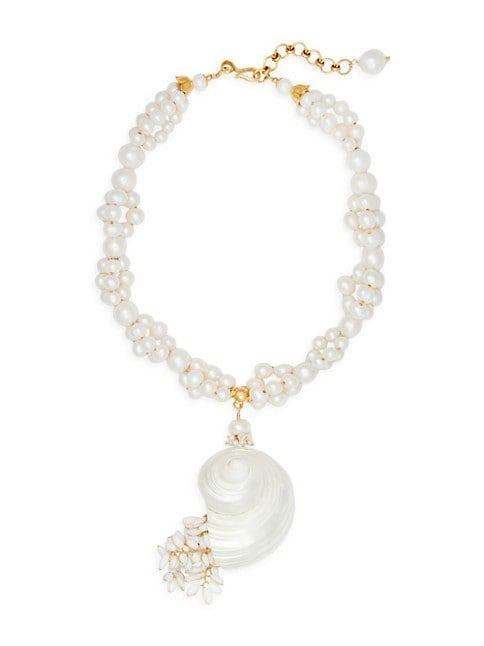 Caspian 24K Gold-Plated, Freshwater Pearl, Glass Bead & Shell Necklace | Saks Fifth Avenue