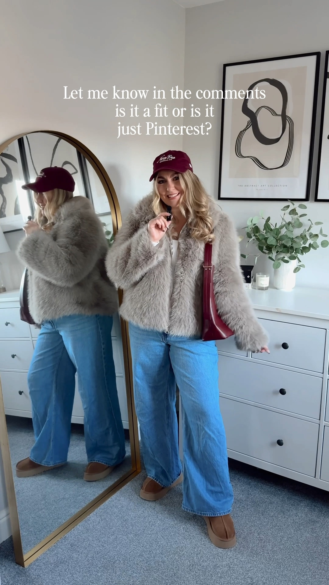 Is it a cute outfit or should it just stay on Pinterest? 📌 you can’t beat a classic pair of jeans, a statement coat and some cohesive accessories 👖 🍇

#LTKootd #LTKgrwm #LTKMidsize