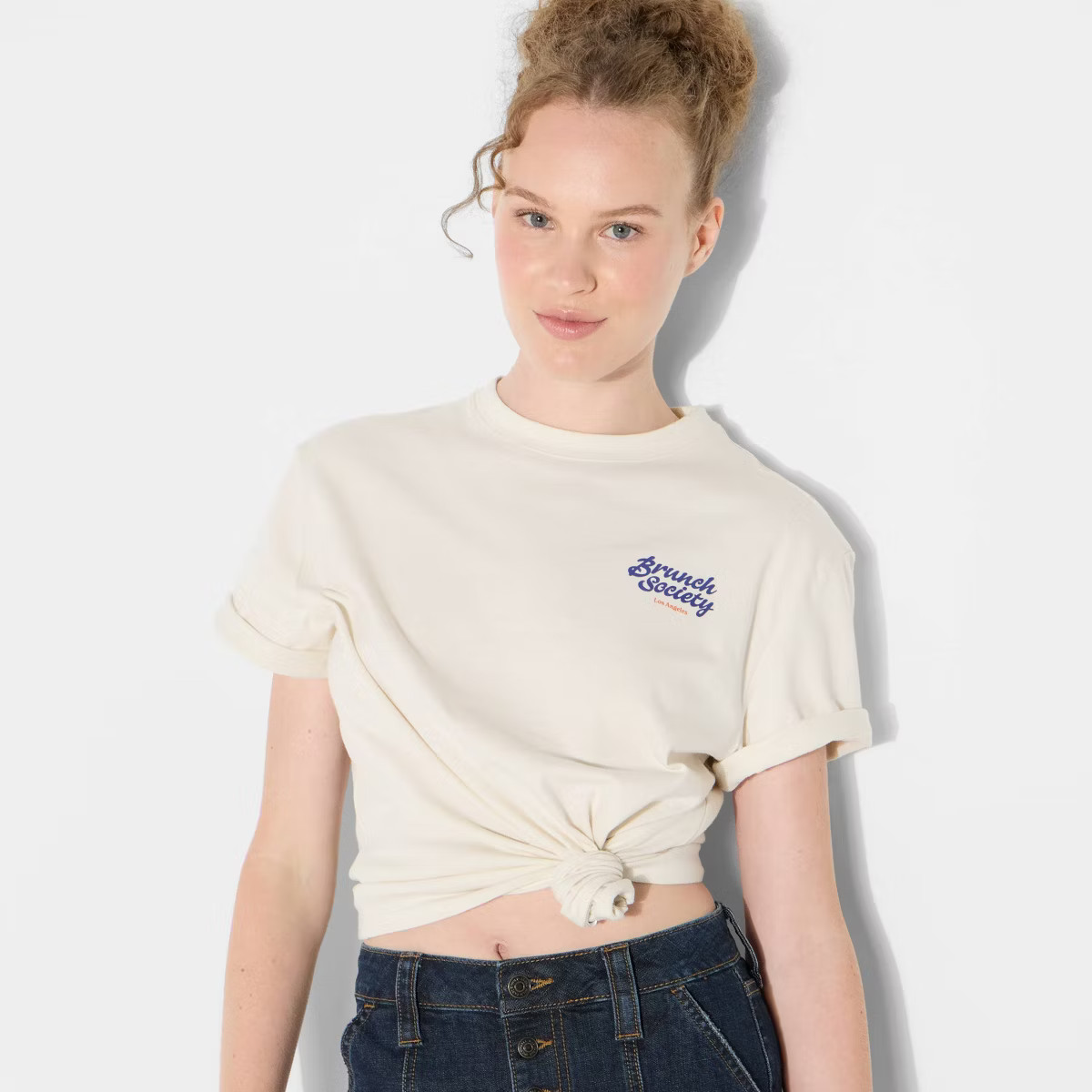 Women's Short Sleeve Crewneck Graphic T-Shirt - Wild Fable™ Off-White Food XS | Target