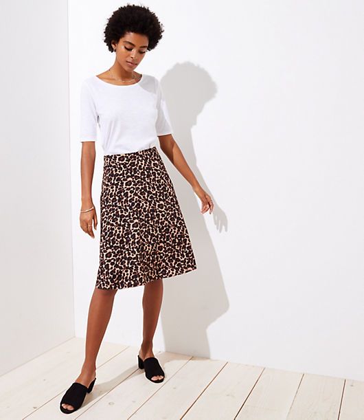 LOFT Leopard Print Fluid Skirt | LOFT