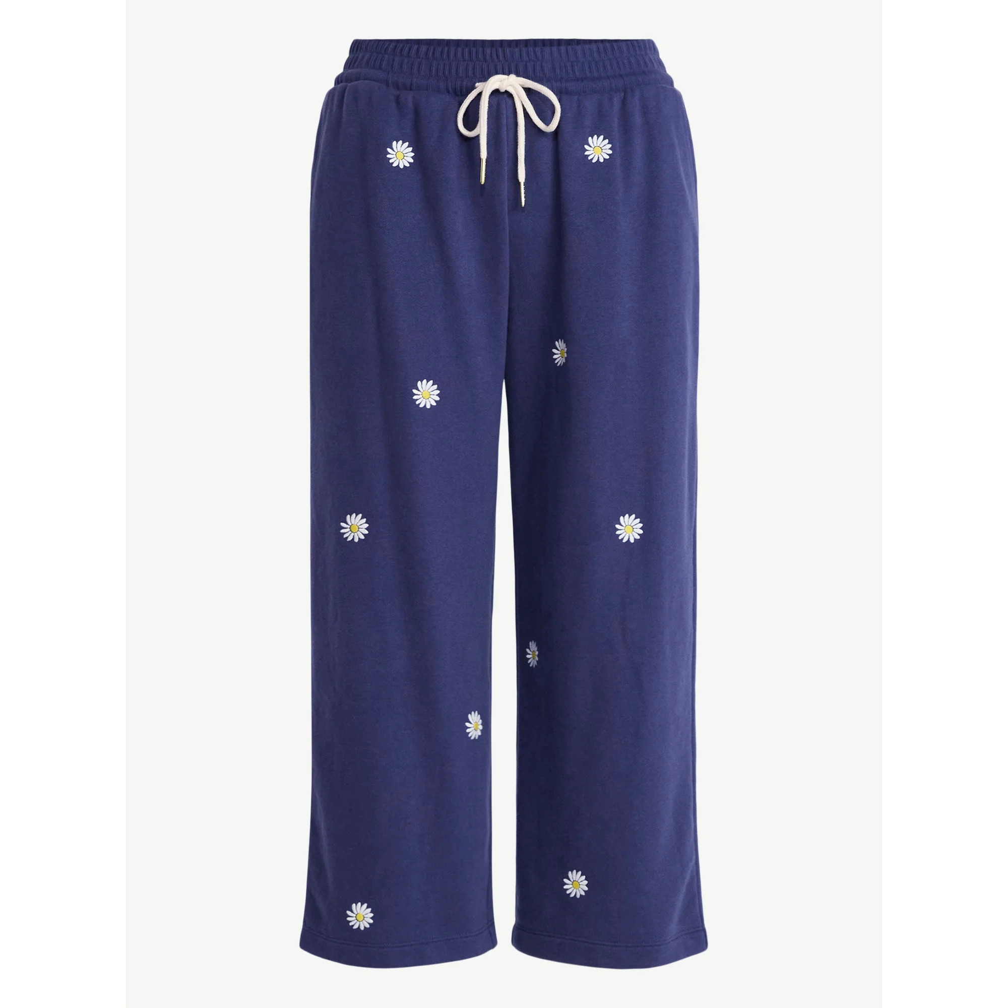 Free Assembly Women's and Women's Plus Embroidered Cropped Sweatpants, 23" Inseam, Sizes XS-4X | Walmart (US)