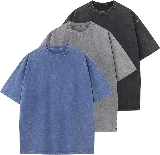 Men's Cotton T-Shirts Oversized Unisex Short Sleeves Casual Loose Wash Solid Basic Tee Tops | Amazon (US)