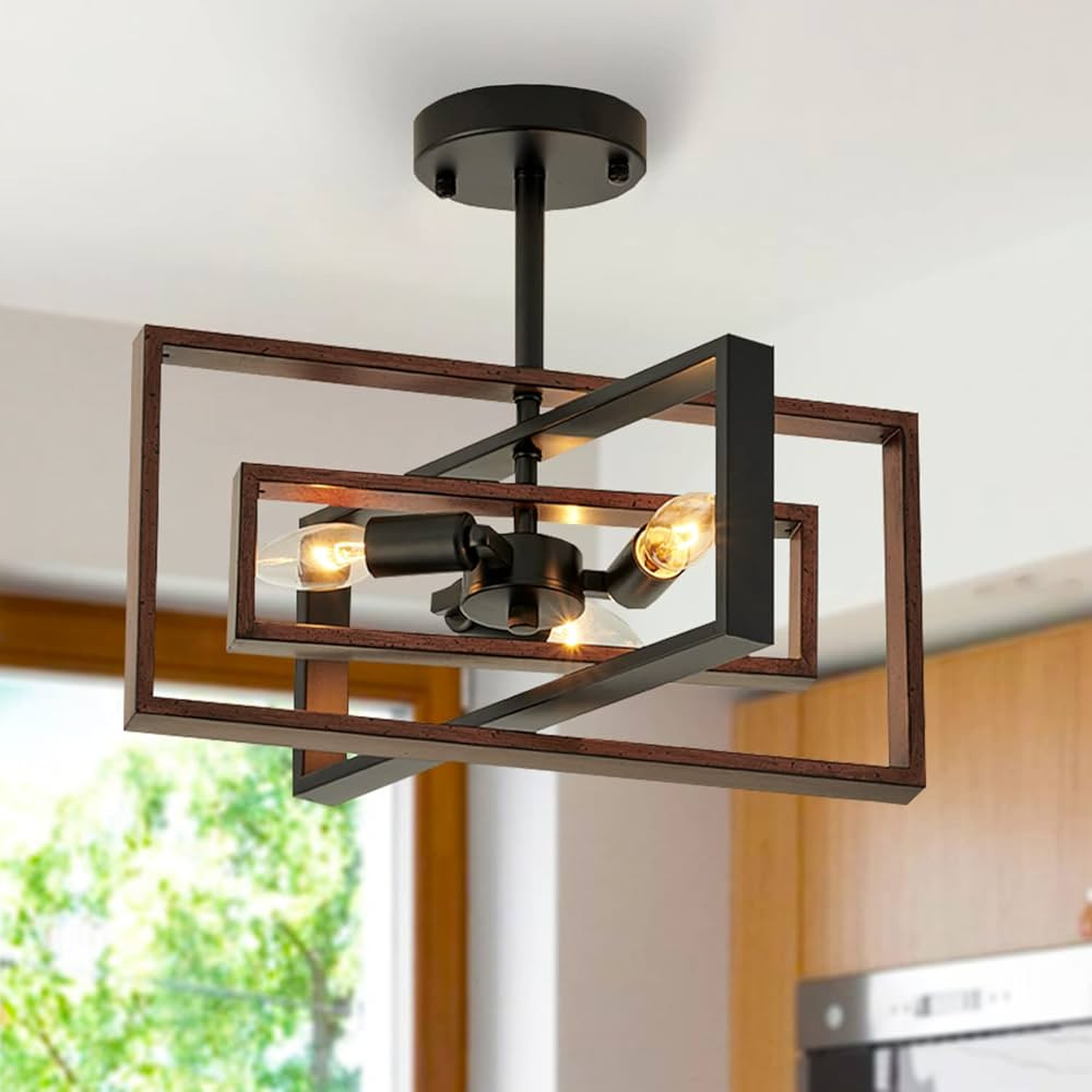 Capslpad Farmhouse Rectangle Ceiling Light Rustic Retro Industrial Rotatable Flush Mount Ceiling ... | Amazon (CA)