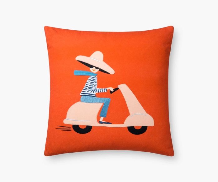 Scooter Embroidered Pillow | Rifle Paper Co.