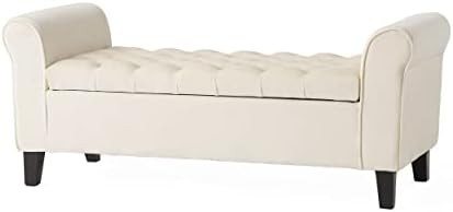Berggren Ivory Velvet Armed Storage Bench | Amazon (US)