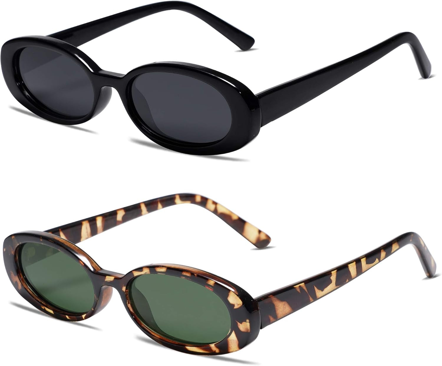 VANLINKER 90s Sunglasses for Women Men, Retro Vintage Oval Sunglasses Narrow UV400 Protection 2 P... | Amazon (US)