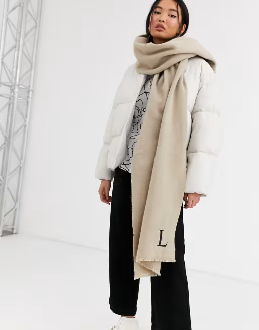 ASOS DESIGN personalised scarf with L initial | ASOS UK
