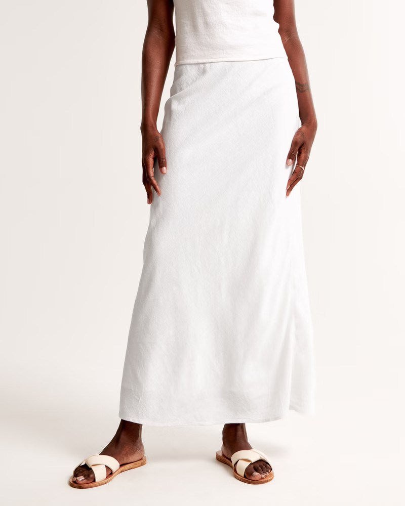 Linen-Blend Column Maxi Skirt | Abercrombie & Fitch (US)