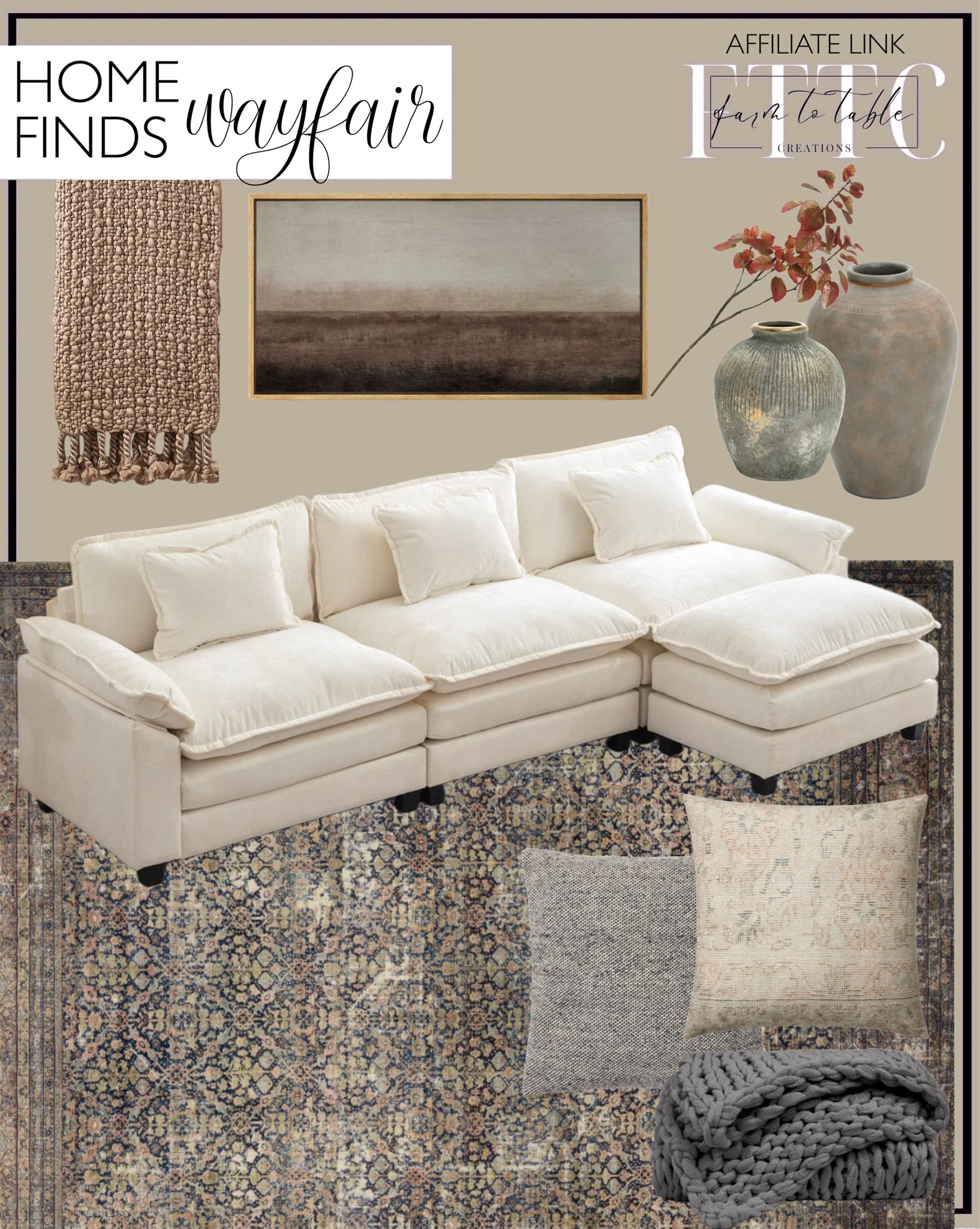 Wayfair Home Finds. Follow @farmtotablecreations on Instagram for more inspiration.

Comfy Cloud Couch. Morgan Denim Multi Loloi Rug. Amber Lewis x Loloi Pillow. Celestia Pillow. Chunky Knit Throw. Knitted Throw. Minimal Landscape Art. Terracotta vase. Tall urn vase. Branches. 

Wayfair Clearance | Bookshelf Decor | Bedroom Space | Cozy Corner | Bathroom | Curated Entryway | Spring  Decor | End of Year Clearance | Trending Decor | Viral Decor | Amazon Holiday | Bedroom corner | Coffee Table Decor | Neutral Decor | Fall Stem Sale | Target Finds | Skinny Bench | Bedroom | Living Room | Breakfast Nook | Amazon Home | Target Sale | Loloi Rugs | Magnolia Home | console table | console table styling | faux stems | entryway space | front porch decor | neutral decor | entryway decor | cozy home | affordable decor |  home decor | home inspiration | console styling | entryway rug | cozy moody home | moody home decor | neutral home | bathroom decor | living room | spring decor | Hearth & Hand | Studio McGee





#LTKHome #LTKFindsUnder50 #LTKSaleAlert