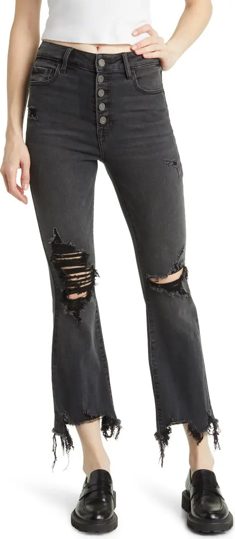 Distressed Button Fly Straight Leg Jeans | Nordstrom