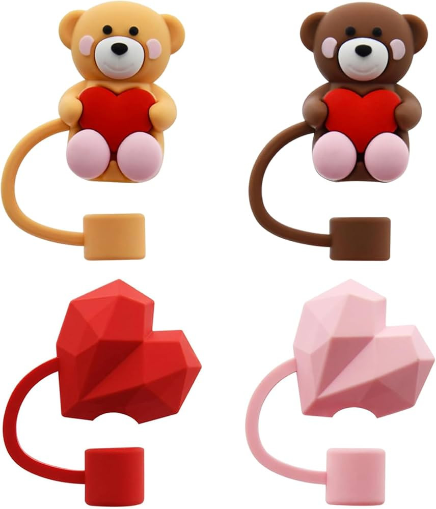 Valentines Day Straw Cover Cap for Stanley Cup, Heart Straw Toppers 10mm 0.4in Drinking Straw Cov... | Amazon (US)