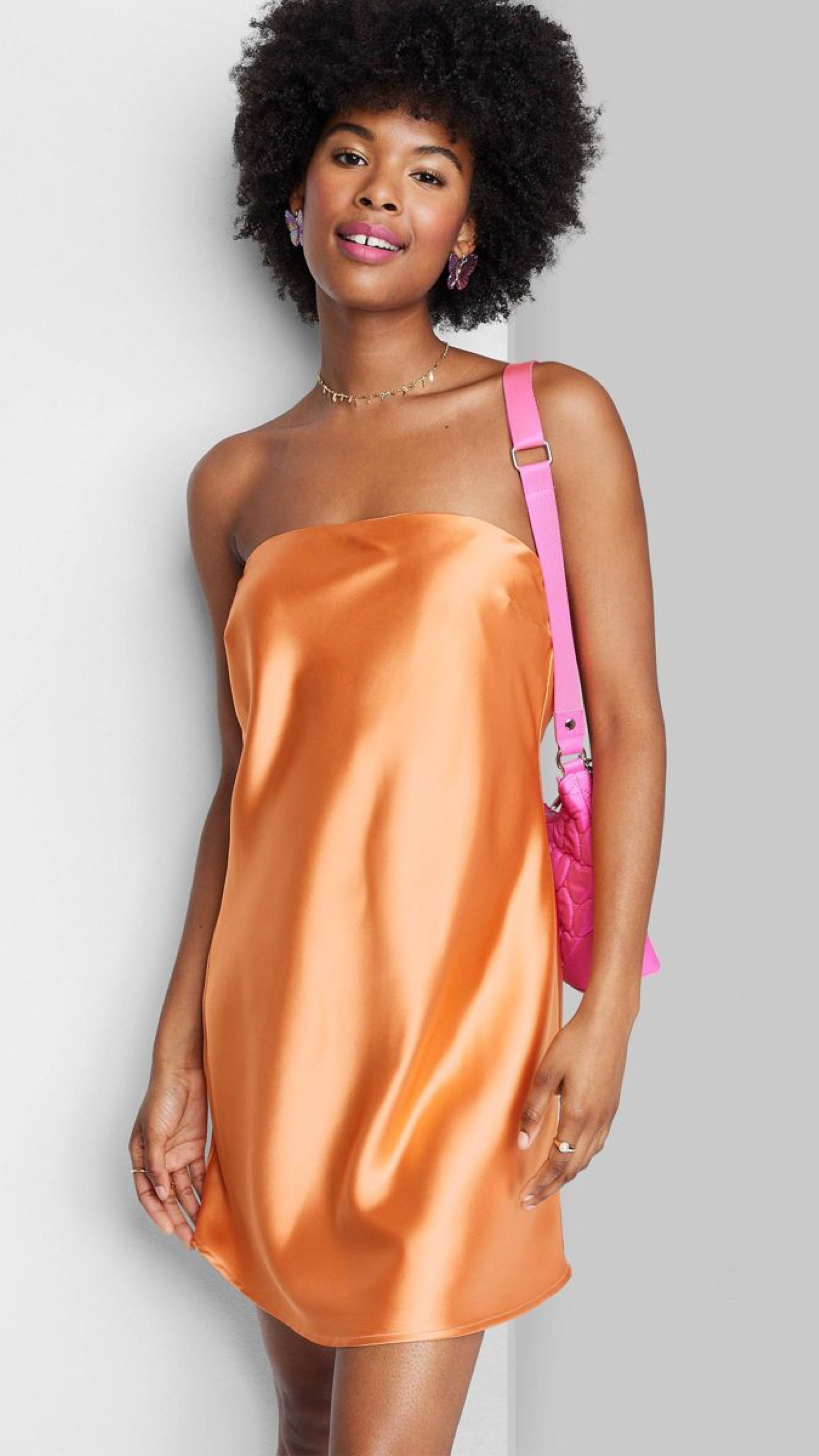 orange mini dress gameday Game Day Glow Strapless Mini Dress