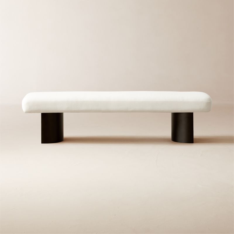 Argyle White Linen Upholstered Bench + Reviews | CB2 | CB2