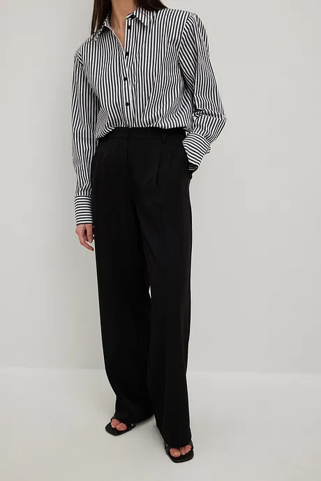 Tailored Pleated Mid Waist Pants Black | NA-KD US