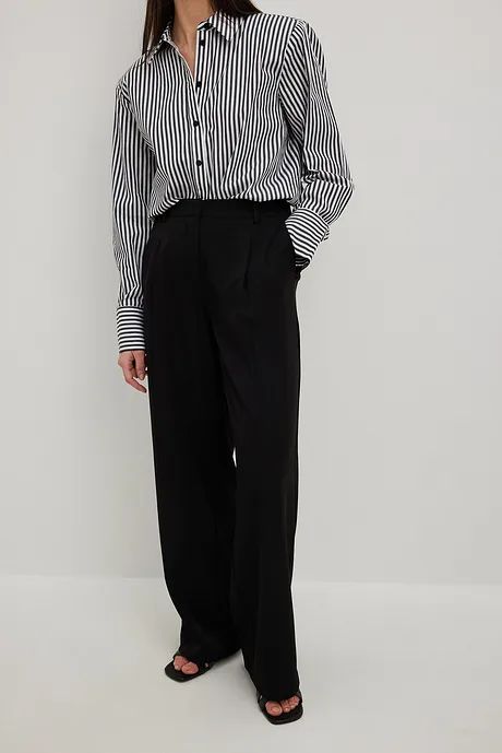 Tailored Pleated Mid Waist Pants Black | NA-KD US
