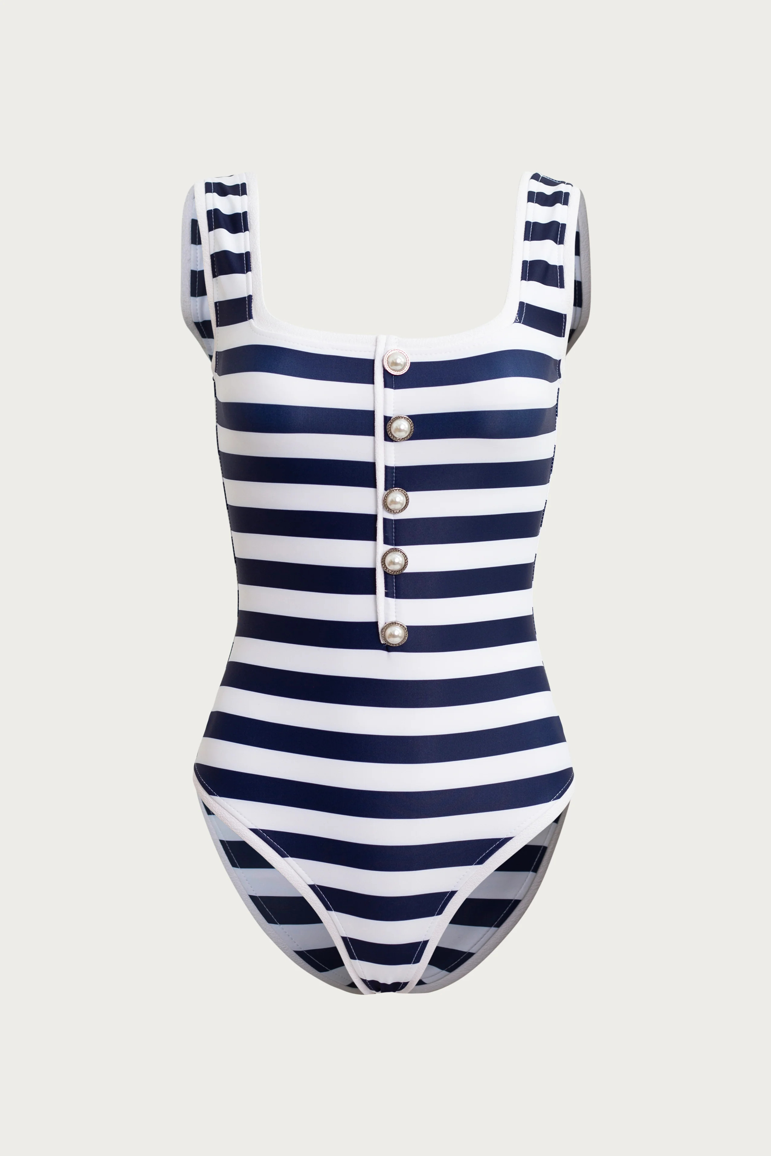 The Grace Tank One Piece (Navy Cream Stripe/White) | SAME
