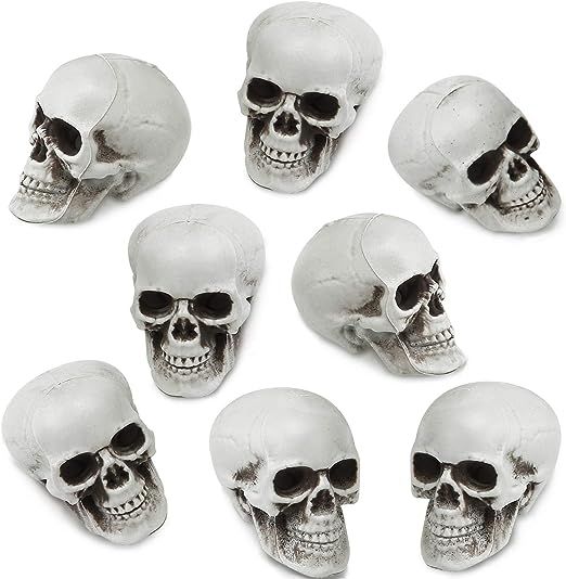 8 Pieces Halloween Skulls Realistic Looking Skulls Human Skeleton Head Skull for Halloween Bar Ho... | Amazon (US)