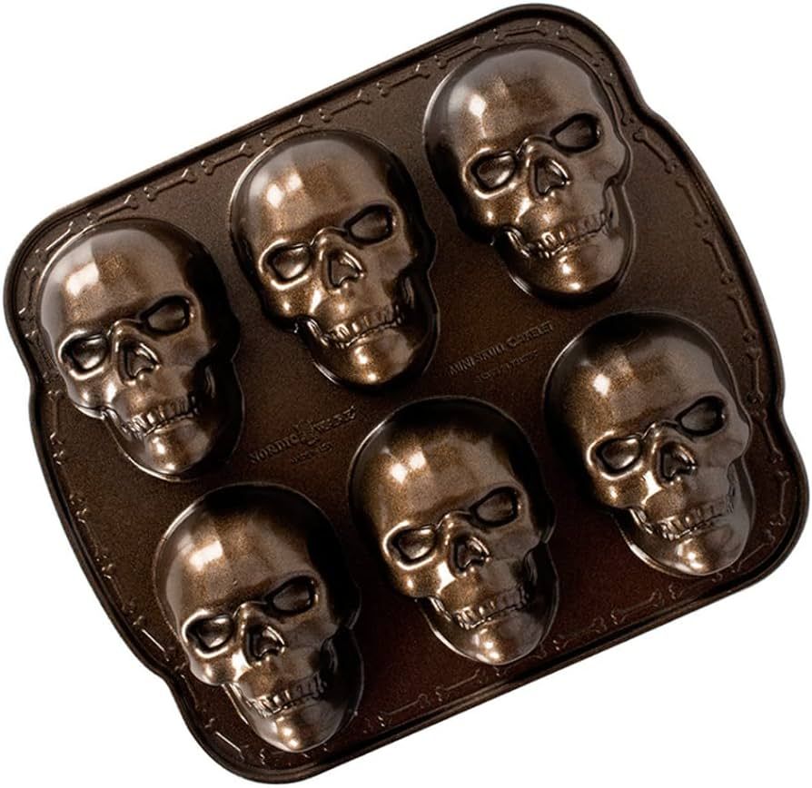 Nordic Ware Halloween Bakeware, Haunted Skull Cakelet Pan, Bronze | Amazon (US)