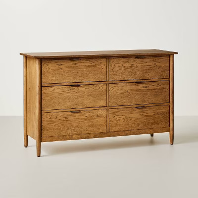 Contemporary Wooden 6-Drawer Horizontal Dresser - Aged Oak - Hearth & Hand™ with Magnolia | Target