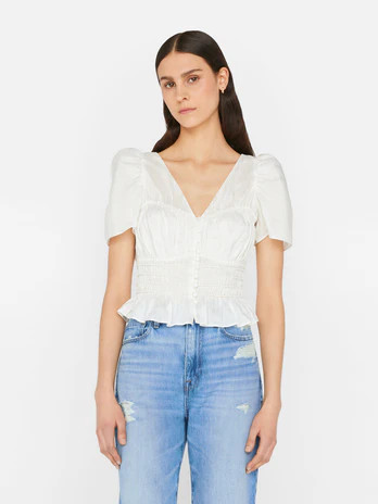 Corded Covered Shoulder Top -- Blanc | Frame Denim