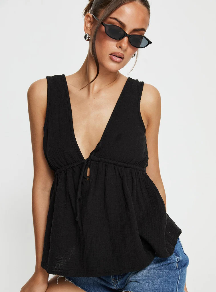 Dianna Babydoll Cami Top Black | Princess Polly US