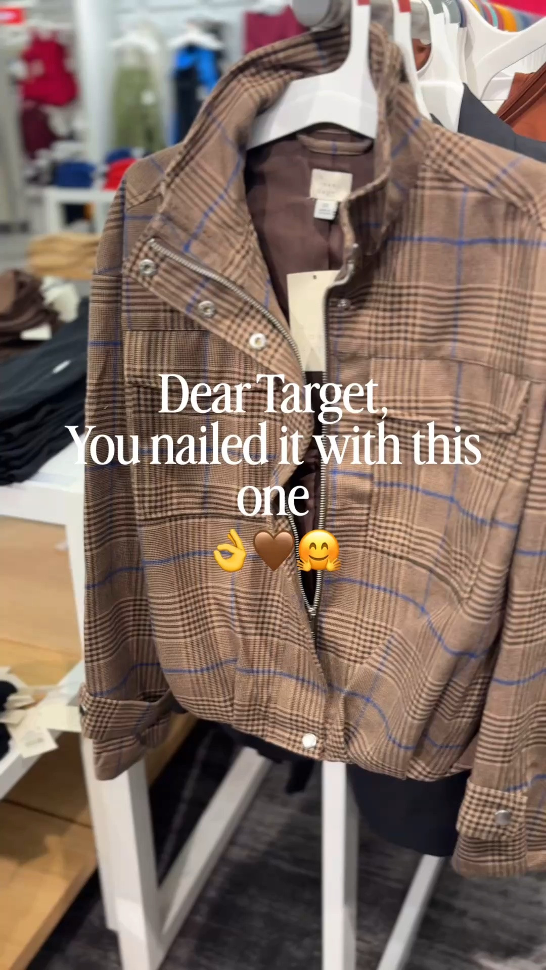 New!!! 
• Twill field jacket with brown plaid pattern
• Lightweight recycled polyester-rayon blend and 100% recycled polyester lining
• Full-length zipper front hidden behind snap-button storm placket
• Drop-shoulder long sleeves with strap-button cuffs
• Roomy chest flap patch pockets
• Mid-length hem with subtle pleats
• Regular fit

#LTKSeasonal #LTKWorkwear