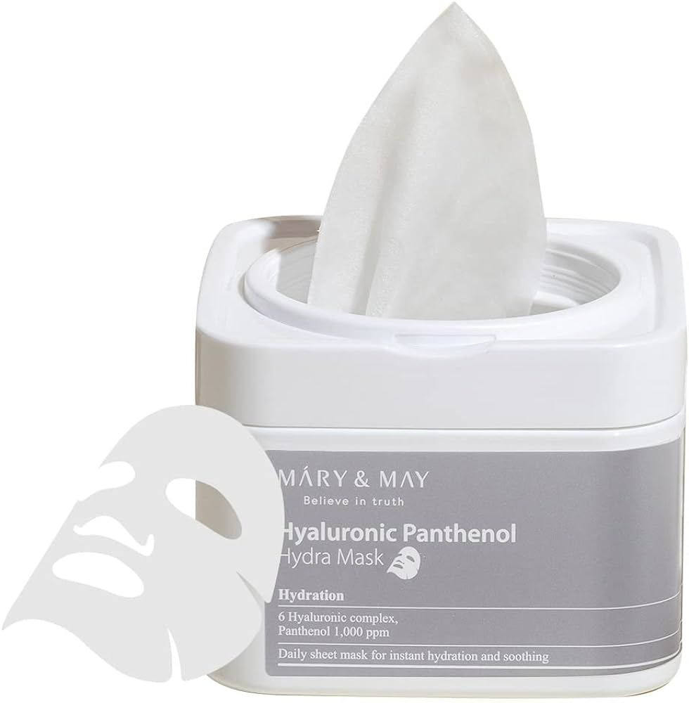 Mary&May Hyaluronic Panthenol Hydra Mask 30ea | Mask Sheet Wipes, Hyaluronic Acid, Hydrating, Kor... | Amazon (US)