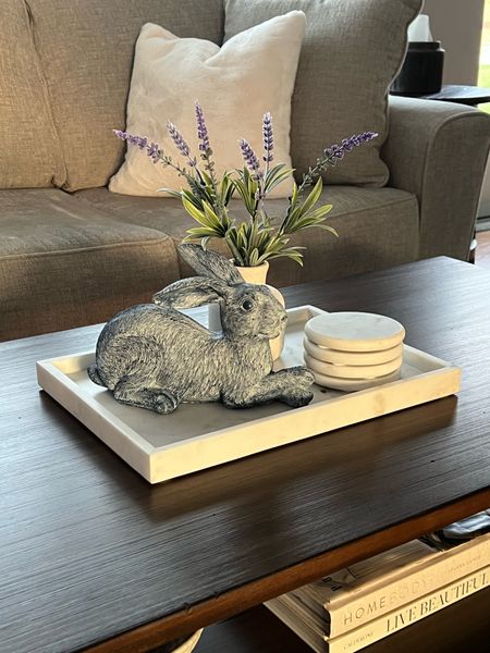Spring coffee table vignette. The bunny is from Hobby Lobby  

#LTKSeasonal #LTKhome
