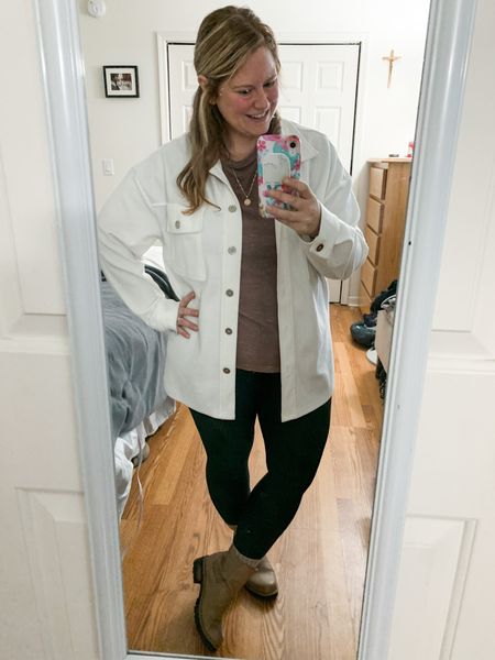 All the comfy vibes- shacket & leggings & Chelsea boots.  Perfect for a rainy/snowy day! 

#LTKcurves #LTKSeasonal #LTKunder50