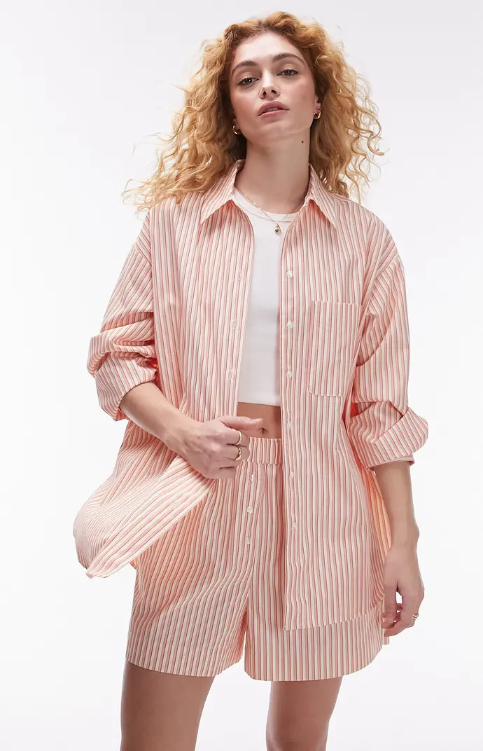 Oversize Stripe Cotton Button-Up Shirt | Nordstrom