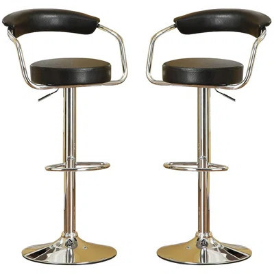 Contemporary Style Bar Stool Counter Height Chairs Set Of 2 Adjustable Swivel Kitchen Island Stools | Wayfair North America