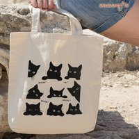 Black Cat Tote Bag, Peeking Silhouette Lover Mom Gift, Shopping Bag | Etsy (US)