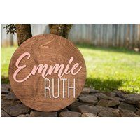 Personalized Name Wood Sign, Round Baby Custom Nursery Kids Wooden Sign | Etsy (US)