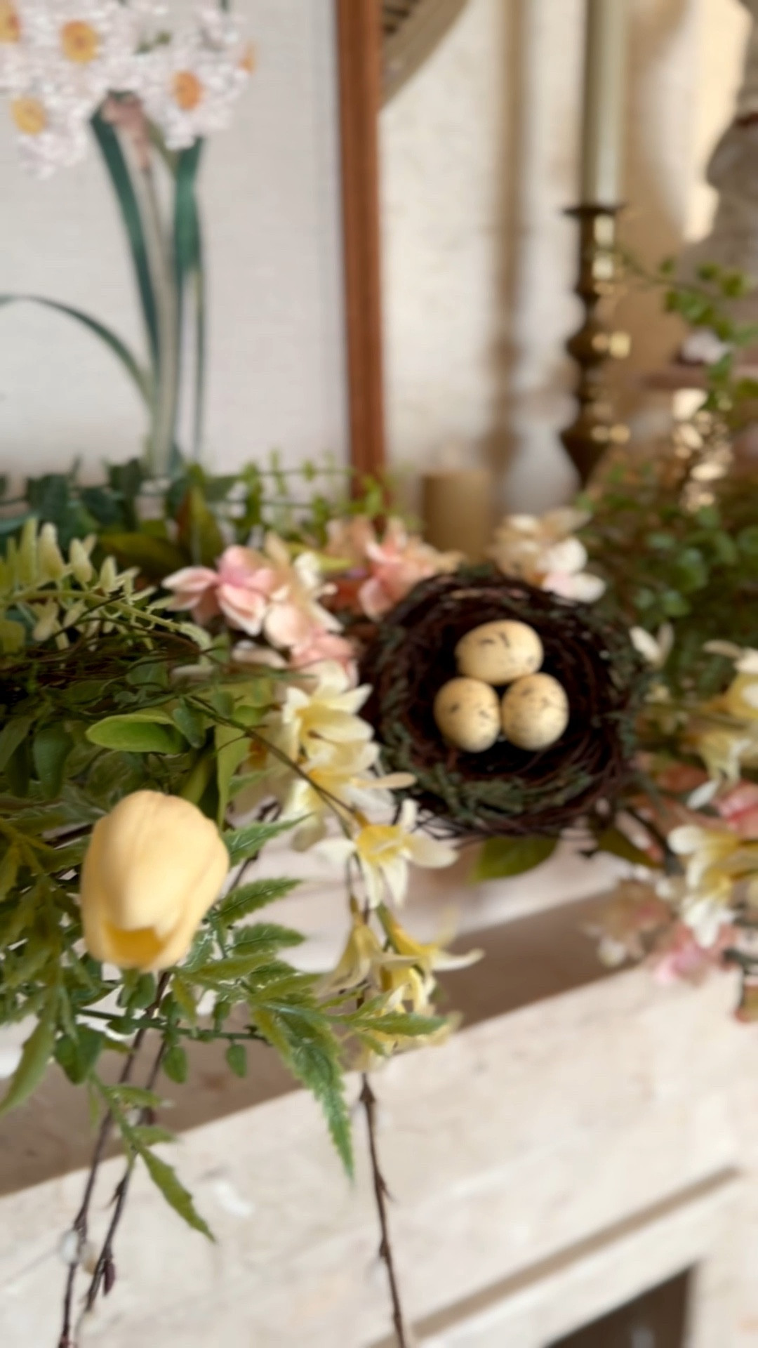 Spring living room mantel decor, Easter decorations, faux tulips, white bunnies

#LTKHome #LTKSaleAlert #LTKSeasonal