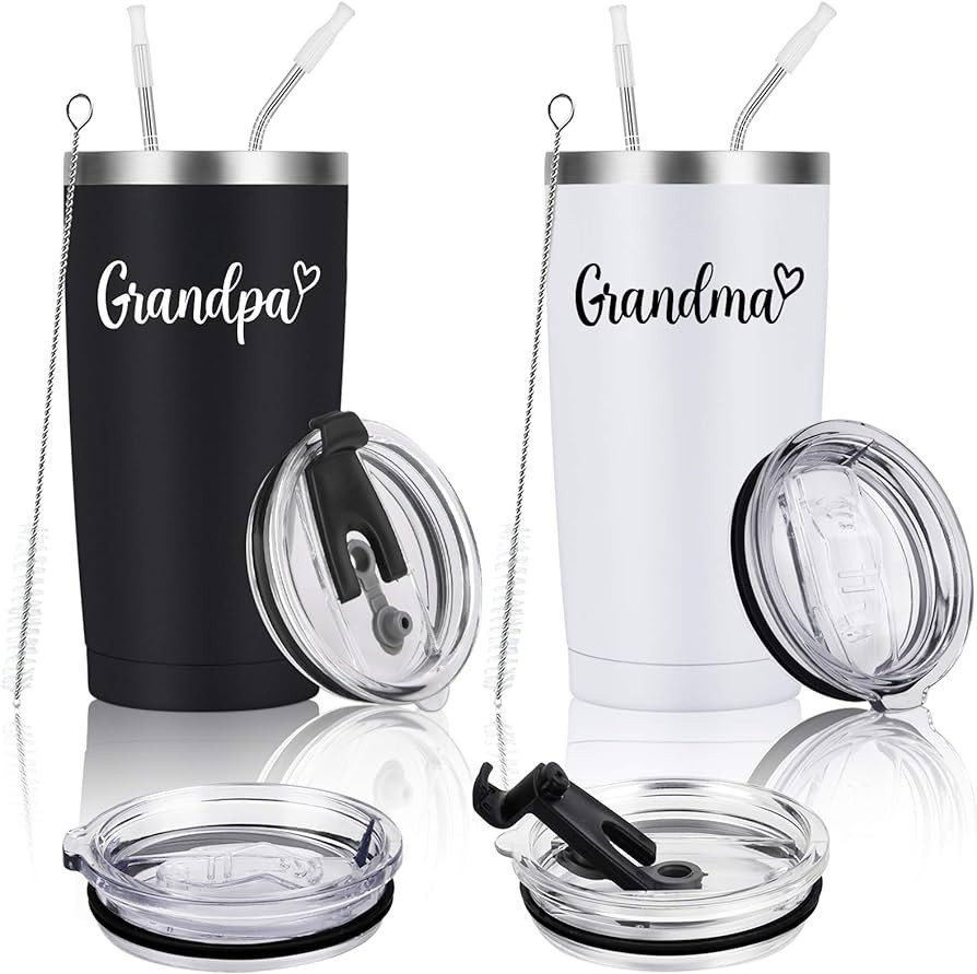 Lifecapido Grandpa and Grandma Travel Tumbler Set, Insulated Stainless Steel Tumbler with Lids, F... | Amazon (US)