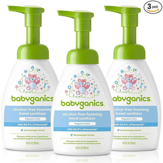 BabyGanics Alcohol-Free Foaming Hand Sanitizer, Pump Bottle, Fragrance Free, 8.45 oz, 3 Pack | Amazon (US)