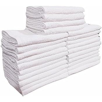 AmazonBasics Cotton Hand Towel - 24-Pack, White | Amazon (US)