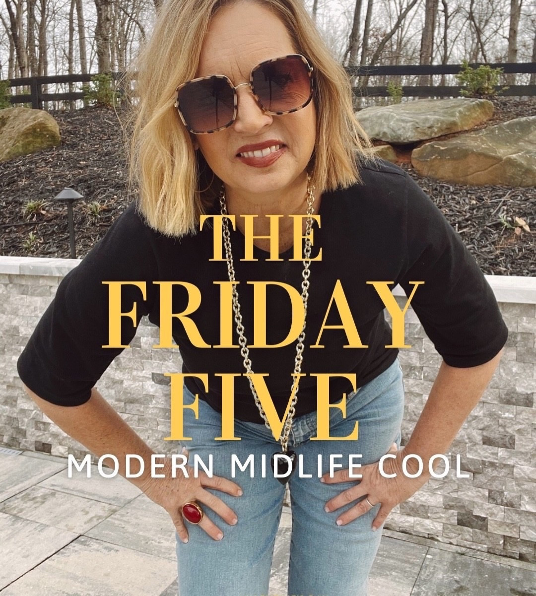 The Friday Five is here and it’s a good list! Swipe to see. Comment PIXIE for the links! 

#modernmidlifecool #thefridayfivebypixie #springover50 #elevatedeverydayover50 #springstyleinmidlife

Comment PIXIE below to receive a DM with the link to this post on my LTK ⬇ https://liketk.it/5YEhY