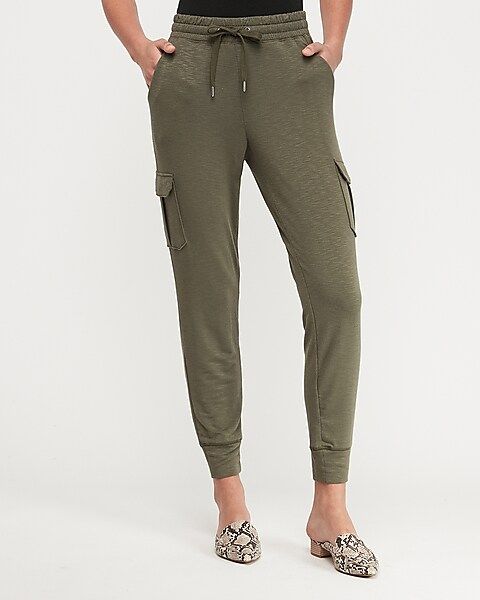 mid rise cozy marled cargo pocket jogger pant | Express