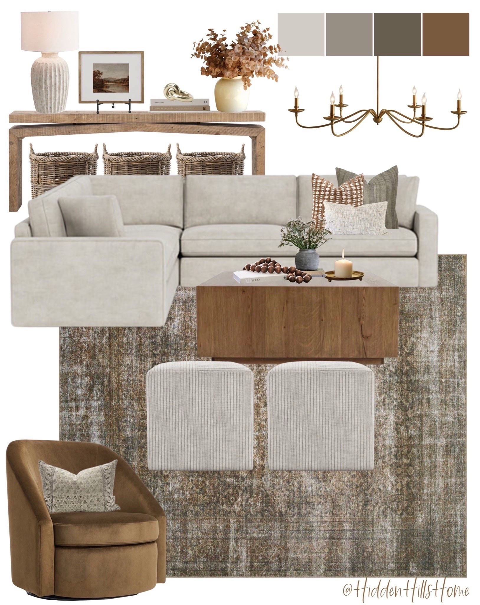 Living room mood board, living room rug, sectional sofa, coffee table #moodboard 

#LTKSeasonal #LTKSaleAlert #LTKHome