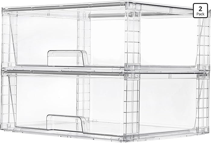 Vtopmart 2 Pack Large Stackable Storage Drawers,Easily Assemble Clear Acrylic Bathroom Closet Und... | Amazon (US)